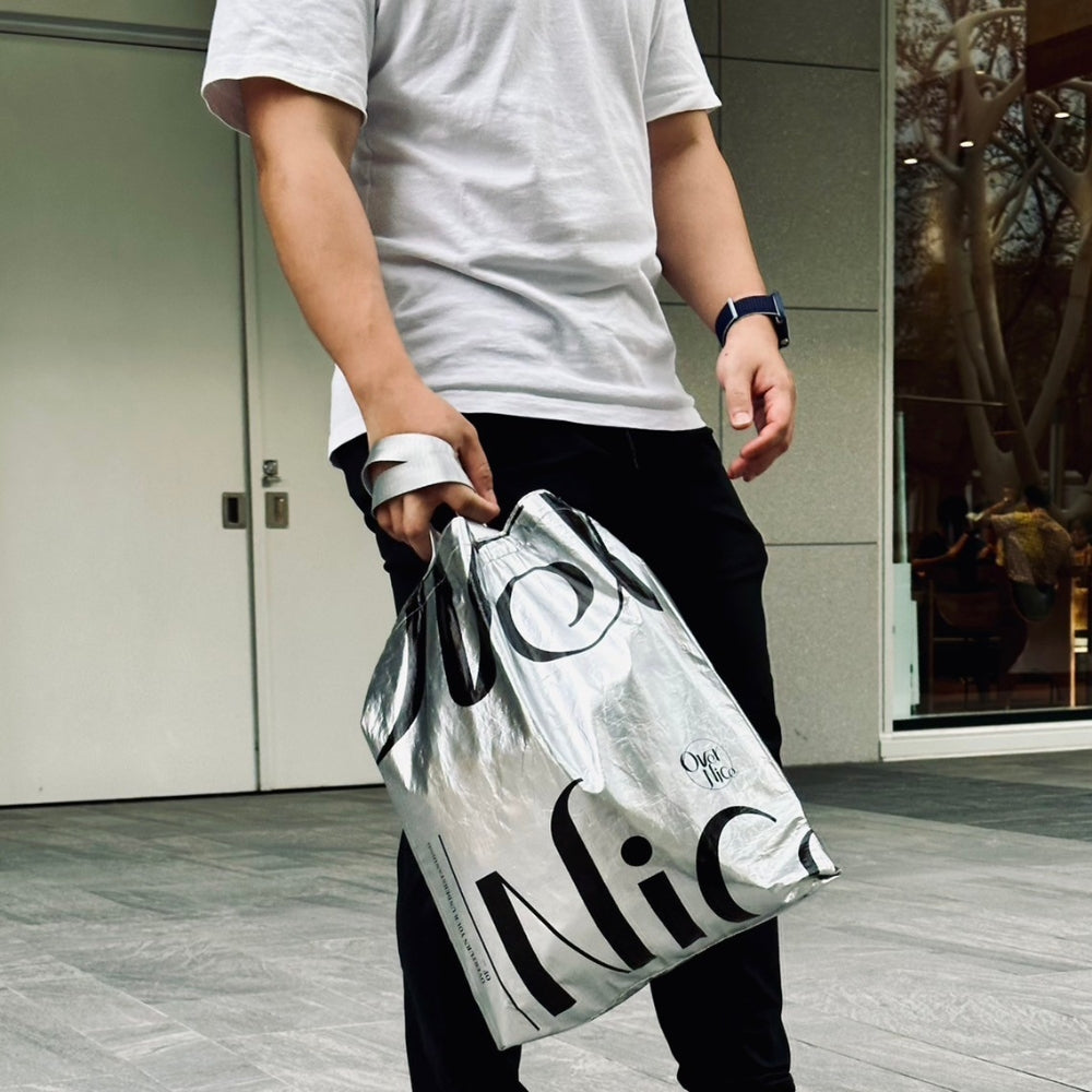 OverNice 品牌提袋 可調式背帶托特包 銀